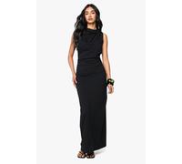 Boohoo High Cowl Ruched Maxi Dress In Black black 8