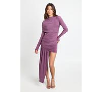 Boohoo High Neck Drape Mini Dress In Mulberry mulberry 14