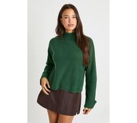 Boohoo High Neck Knit Jumper In Bottle Green bottle green S