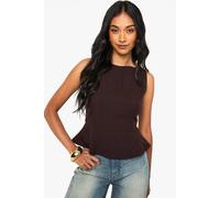 Boohoo High Neck Seam Detail Tailored Top In Chocolate chocolate 12