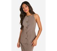Boohoo High Square Neck Longline Waistcoat In Mocha mocha 14