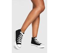Boohoo High Top Platform Lace Up Trainers In Black black 3