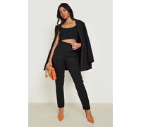 Boohoo High Waist Tapered Tailored Suit Trousers In Black black 6