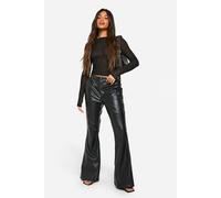 Boohoo High Waisted Pu Flare Trouser In Black black 16