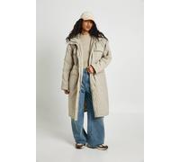 Boohoo Hooded Longline Parka In Light Stone light stone 14