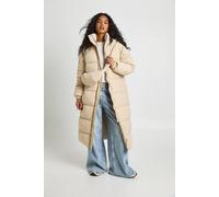 Boohoo Hooded Maxi Puffer With Bag In Stone stone 12