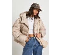 Boohoo Hooded Padded Puffer Jacket In Stone stone 12