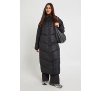 Boohoo Hooded Quilt Detail Maxi Puffer In Black black 12