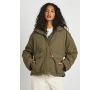 Boohoo Hooded Short Parka In Khaki khaki 14