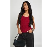 Boohoo Hot Fix Embellished Diamante Scoop Neck Vest In Burgundy burgundy 12