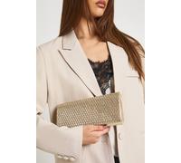 boohoo Women's Hot Fix Embellished Structured Clutch Bag in Gold