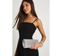 Boohoo Hot Fix Embellished Structured Clutch Bag In Silver silver One Size