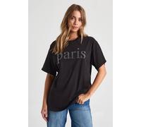 Boohoo Hot Fix Paris Slogan T-Shirt In Black black M