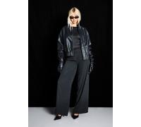 boohoo Women's Hotfix Diamante Chiffon Wide Leg Trousers in Black | Size: 6