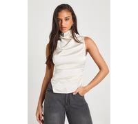 Boohoo Hotfix High Cowl Neck Top In Champagne champagne 10