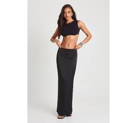 Boohoo Hotfix Low Rise Maxi Skirt In Black black 12