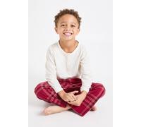 Boohoo Kids Matching Family Check Baby Fleece Long Sleeve Shirt & Trousers Pyjama Set In Red red 5-6 Years
