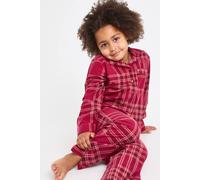 boohoo Boy's Kids Matching Family Check Baby Fleece Long Sleeve Top & Trousers Pyjama Set in Red | Size: 7/8 Years
