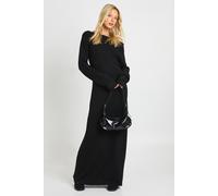 Boohoo Knitted Slash Neck Maxi Dress In Black black L