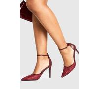 Boohoo Lace 2 Part Court Heels In Burgundy burgundy 6