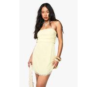 Boohoo Lace Bandeau Smock Dress In Lemon lemon 10