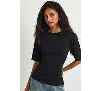 Boohoo Lace Up Back Oversized T-Shirt In Black black 8