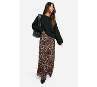 Boohoo Leopard Chiffon Maxi Skirt In Brown brown 16