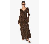 Boohoo Leopard Chiffon Ruffle Shift Maxi Dress leopard 8