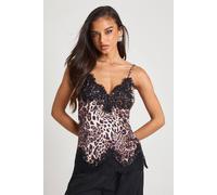 Boohoo Leopard Lace Trim Cami Top leopard 8