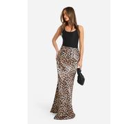 Boohoo Leopard Print Satin Bias Maxi Skirt leopard 8