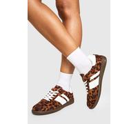 Boohoo Leopard Print Striped Trainers leopard 5