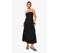Boohoo Linen Look Bandeau Midaxi Dress In Black black 18
