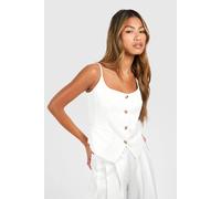 Boohoo Linen Look Contrast Button Waistcoat In Ivory ivory 8