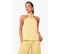 Boohoo Linen Look Knot Detail Top In Ochre ochre 8