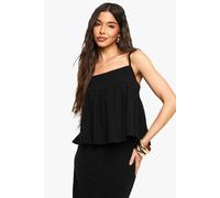 Boohoo Linen Look Peplum Cami In Black black 12