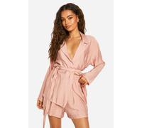 Boohoo Linen Look Relaxed Fit Shorts In Dusty Rose dusty rose 12