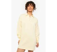 Boohoo Long Sleeve Collared Sweat Dress In Lemon lemon 8