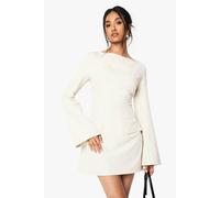 Boohoo Long Sleeve Slash Neck Tailored Mini Dress In Ecru ecru 10