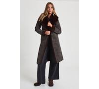 Boohoo Longline Faux Fur Bonded Coat In Chocolate chocolate 10