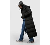 boohoo Women's Longline Hooded Puffer in Black | Size: 12
