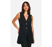 Boohoo Longline Mock Horn Button Waistcoat In Black black 6