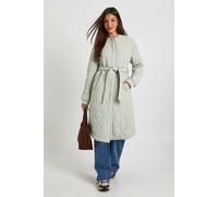 Boohoo Longline Quilted Puffer In Grey grey 8