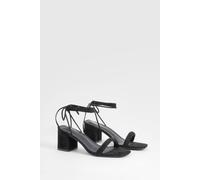 Boohoo Low Block Wrap Up Heels In Black black 6