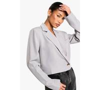 Boohoo Marl Boxy Crop Blazer In Grey Marl grey marl 10