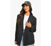 boohoo Women's Marl Double Breast Tailored Blazer in Charcoal | Size: Small