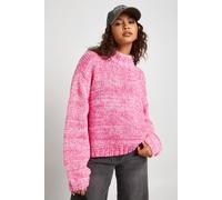 boohoo Women's Marl Knit High Neck Boxy Fit Jumper in Pink | Size: Small