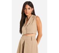 Boohoo Marl Tailored Cropped Waistcoat In Camel camel 16