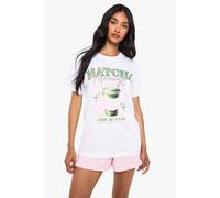 Boohoo 'matcha Mornings' Graphic T-Shirt & Shorts Pyjama Set In Baby Pink baby pink 12