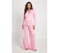 Boohoo Maternity Christmas Candy Cane Print Long Sleeve Shirt & Trousers Pyjama Set In Pink pink 16