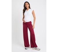boohoo Women's Maternity Contrast Side Stripe Wide Leg Trousers in Burgundy | Size: 8